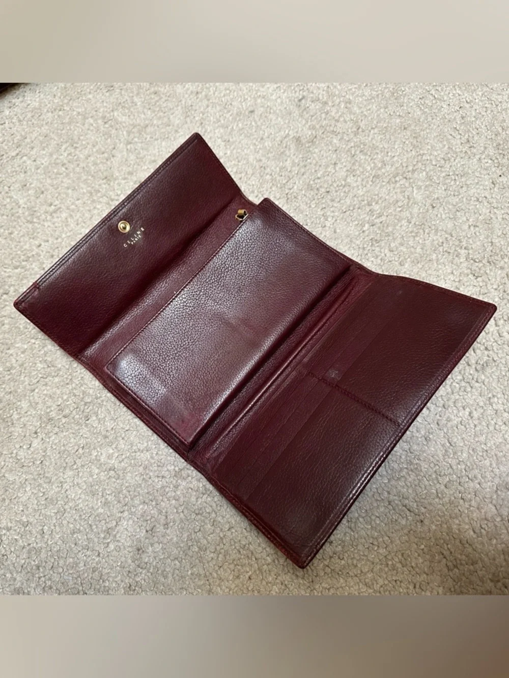 Authentic Celine Burgundy Leather Satchel with Bonus Long Wallet - Picture 15 of 16